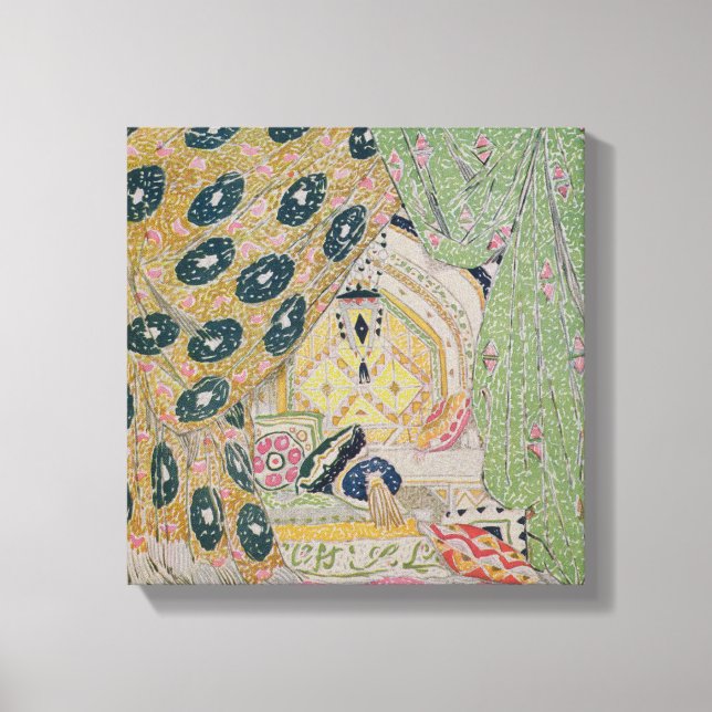 Oriental Scenery Design (färg litho) Canvastryck (Framsida)