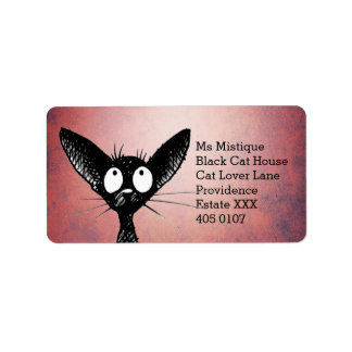 Oriental Shorthair Black Cat Adressetikett