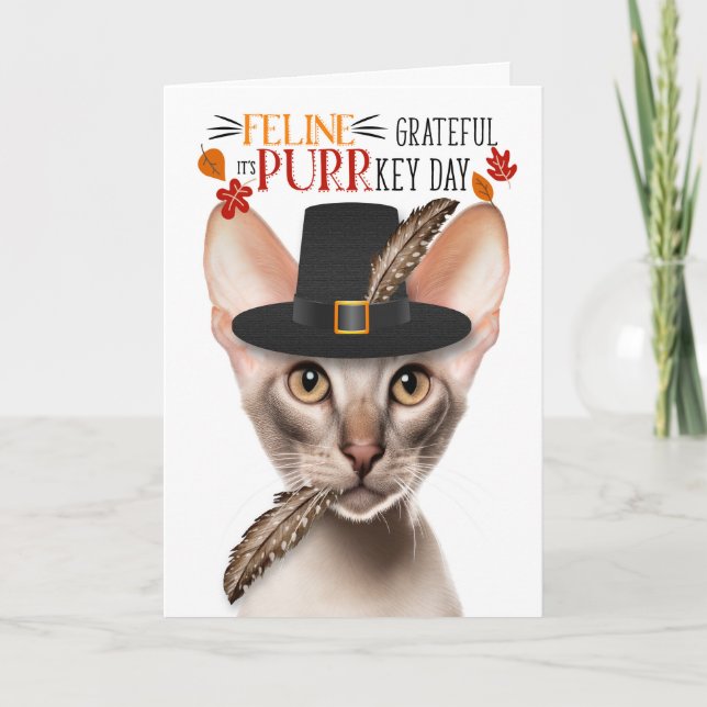 Oriental Shorthair Cat Gratunt för PURR-nyckeldage Helgkort (Framsida)