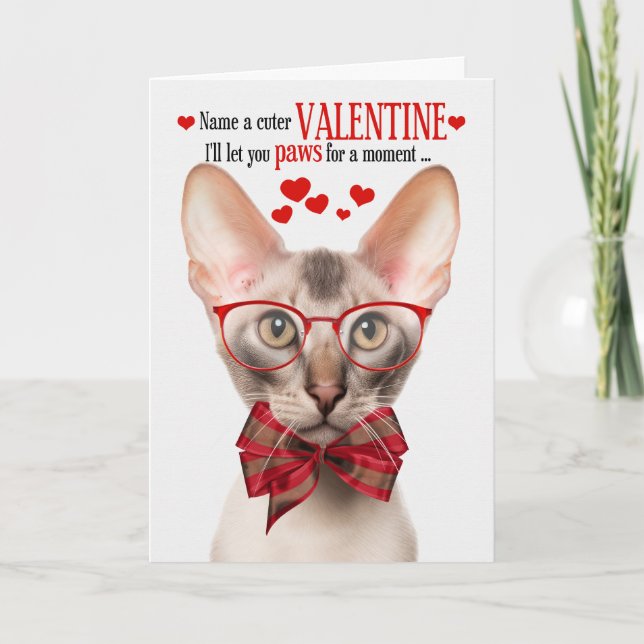 Oriental Shorthair Cat Valentine Kattdjur Humor Helgkort (Framsida)