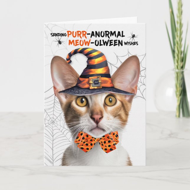 Oriental Shorthair Tabby PURRanormal MEOWolween Helgkort (Framsida)