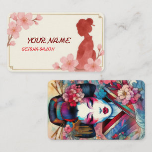 Oriental skönhet Geisha salon vattencolor sakura a Visitkort