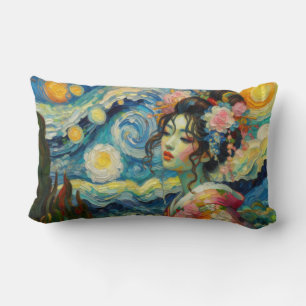 Oriental skönhet Maiko Geisha Van Gogh mashup Lumbarkudde
