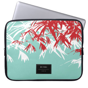 Oriental Snyggt Chic Modern Zen Red Bamboo Löv Laptop Sleeve