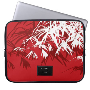 Oriental Snyggt Chic Modern Zen Red Bamboo Löv Laptop Sleeve