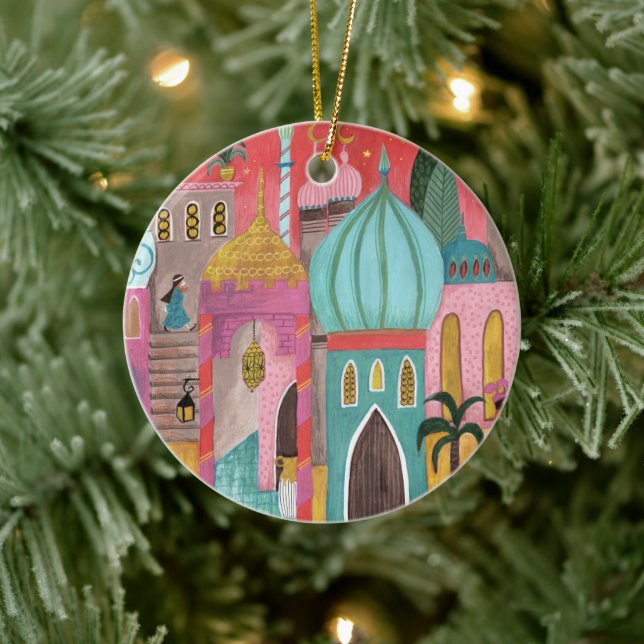 Oriental stad religiös jul julgransprydnad keramik (Träd)