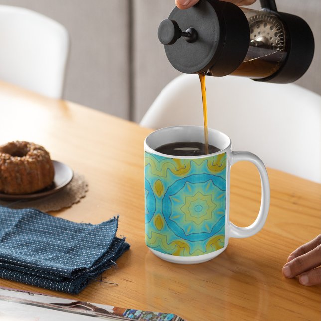 Oriental Star in Blue and Old Guld Gult Mugg (Enjoy a great coffee (or tea) in this mug.)