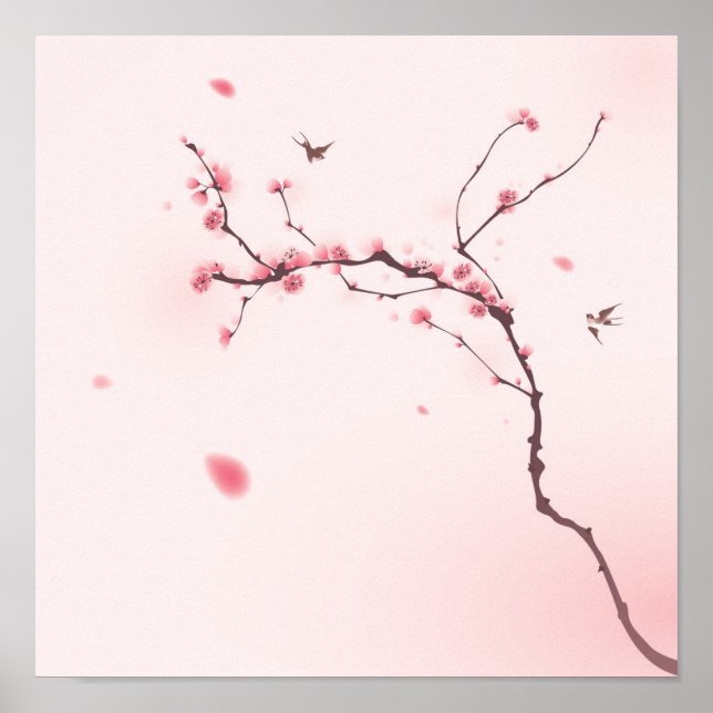 Oriental stil-blommar, körsbärsverk poster (Framsidan)