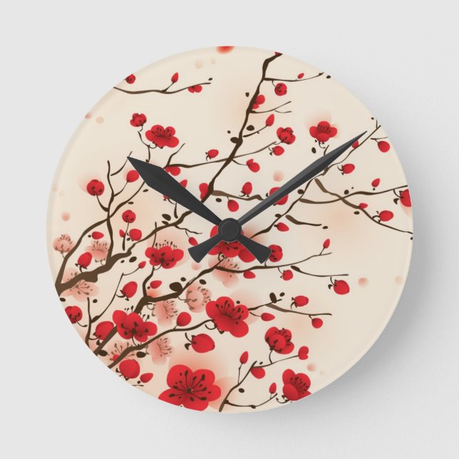 Oriental stil-blommar, plommon i vår rund klocka (Framsida)