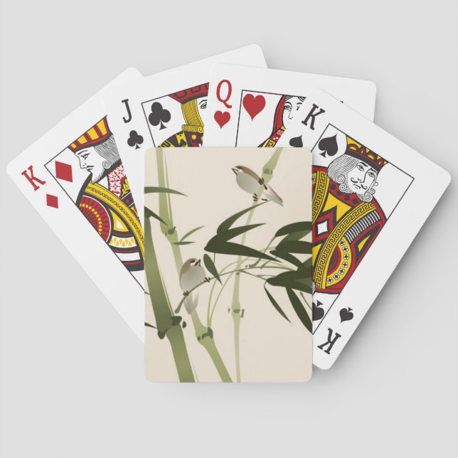 Oriental stil-målning, bamboo grenar casinokort (Baksidan)