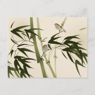Oriental stil-målning, bamboo grenar vykort