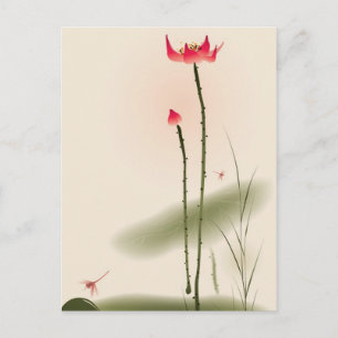 Oriental stil-målning, lång Lotus Vykort