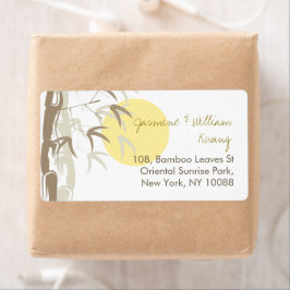 Oriental Sunrise Bamboo Garden Zen Bröllopsetikett Fraktsedel