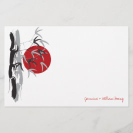 Oriental Sunrise Zen Bamboo Garden Asian Bröllop Brevpapper