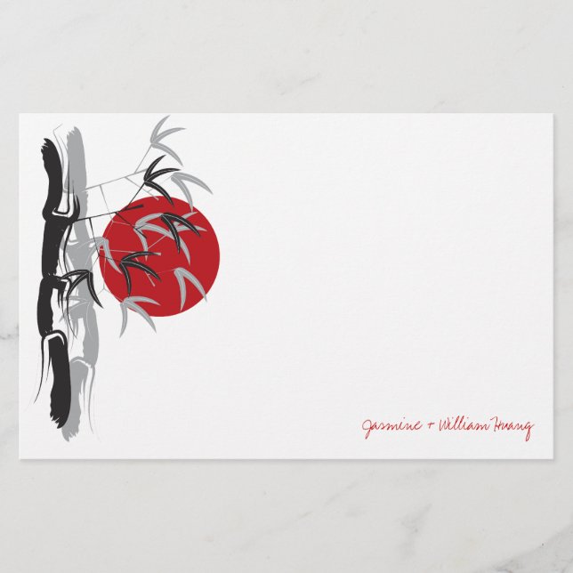 Oriental Sunrise Zen Bamboo Garden Asian Bröllop Brevpapper (Framsida)