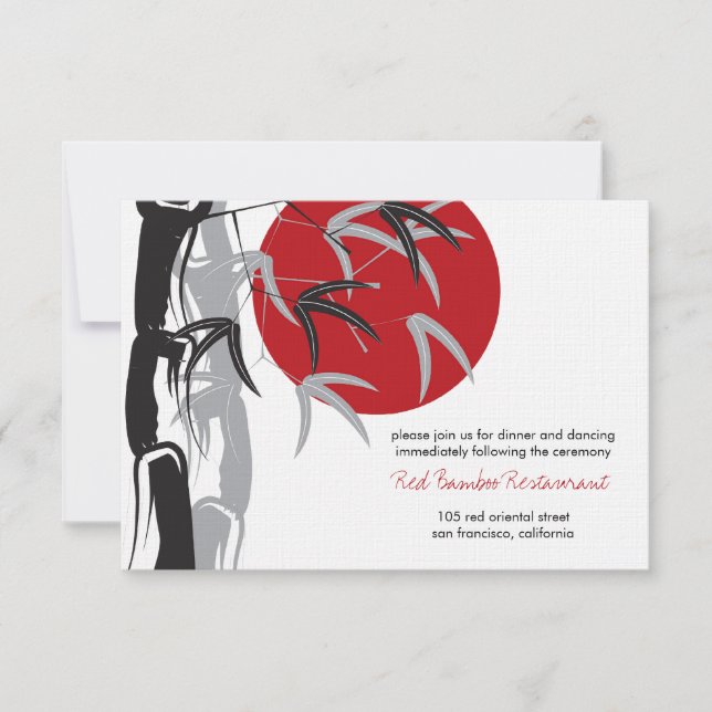 Oriental Sunrise Zen Bamboo Garden Asian Bröllop Inbjudningar (Framsida)