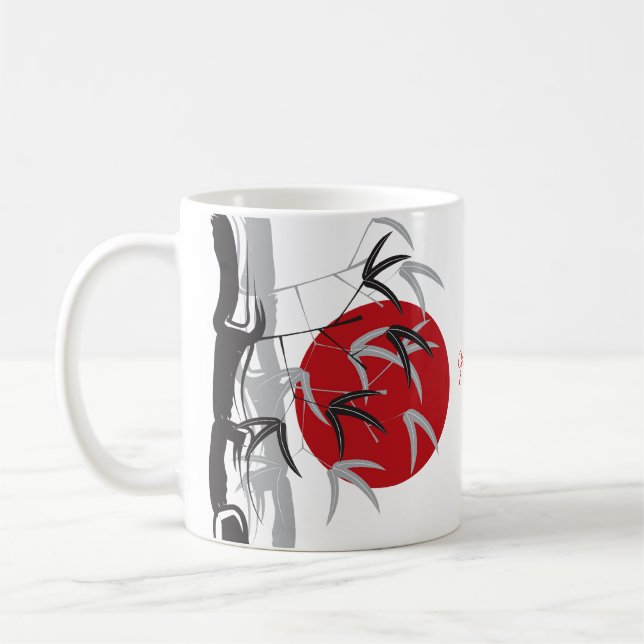 Oriental Sunrise Zen Bamboo Garden Asian Bröllop Kaffemugg (Vänster)