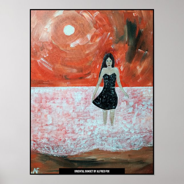 Oriental Sunset Painting av Alfred Fox Poster (Framsidan)