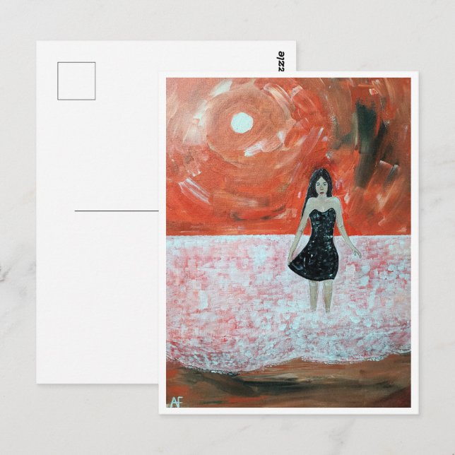 Oriental Sunset Painting av Alfred Fox Vykort (Fram/baksida)