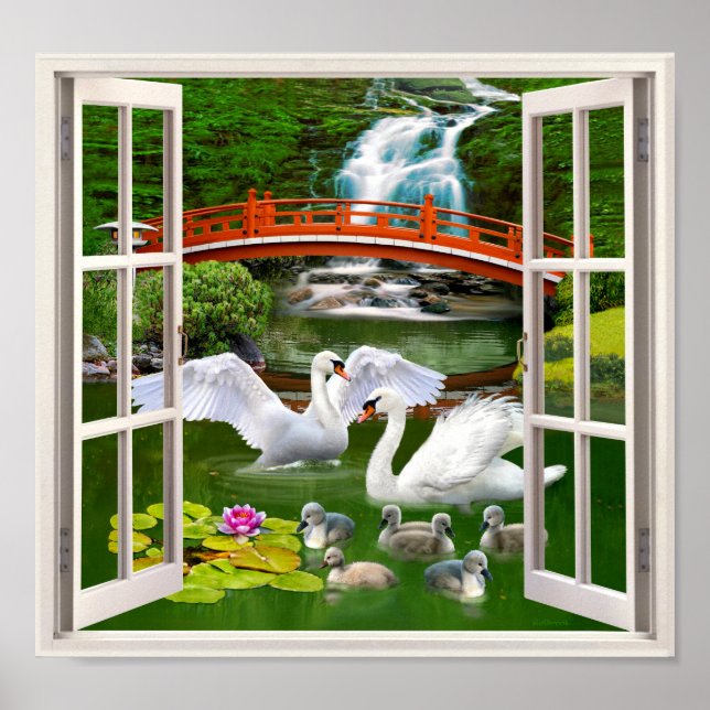 ORIENTAL SVAN GARDEN FAKE WINDOW POSTER (Framsidan)