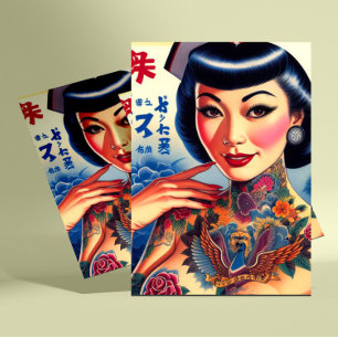 Oriental Tattoo Girl Vykort