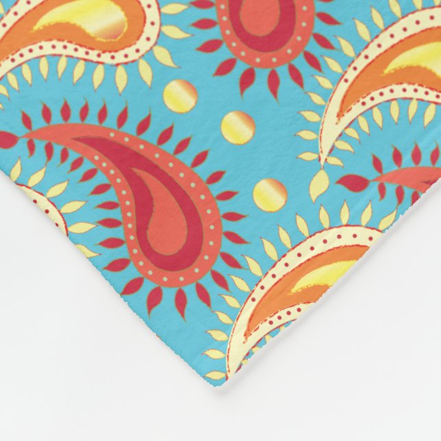 Oriental Turcos Orange Persian Paisley Mönster Fleecefilt (Hörn)