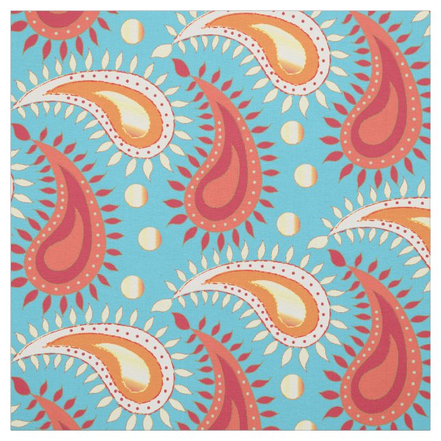 Oriental Turcos Orange Persian Paisley Mönster Tyg (Provkarta)