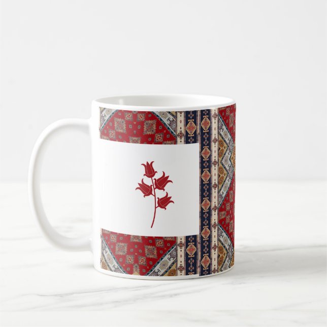 Oriental Turkental Mönster Red Mugg med tulpaner (Vänster)
