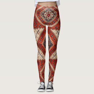 Oriental Tursian Persian Carpet Red Leggings