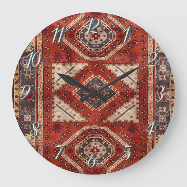 Oriental Tursian Persian Carpet Red Stor Klocka (Framsida)