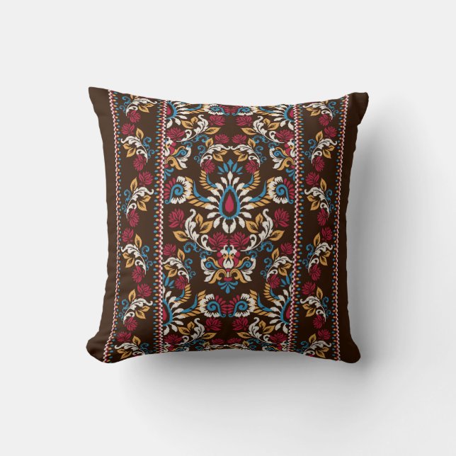 Oriental Vintage Arabesque Ikat Blommönster Kudde (Framsida)