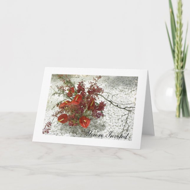 Oriental Zen Red Anthuriums Bouquet All-Tillfälle Inbjudan (Framsida)