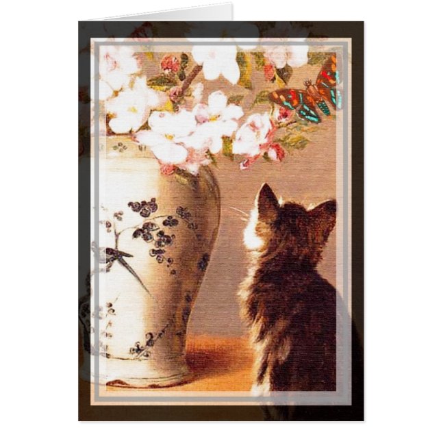 Orientala blommor och fjärilar hälsningskort (Framsidan)