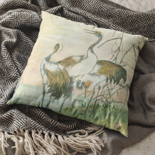 Orientala Cranes vid Vatten Kudde
