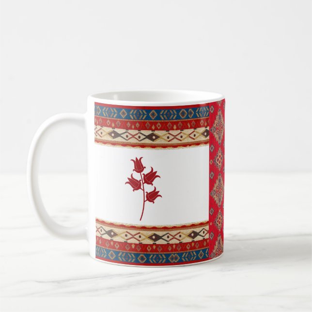 Orientala turkiska Mönster Blue gräns Red Mugg (Vänster)