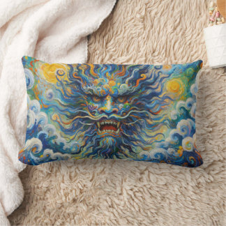 Orientalblådrake Van Gogh molniger mashup Lumbarkudde