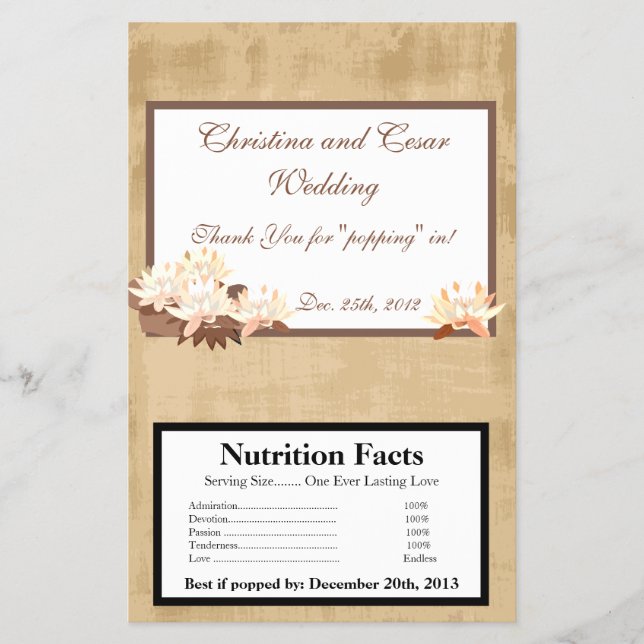 Orientalblommor för popcorn-wrapper flygblad (Framsidan)