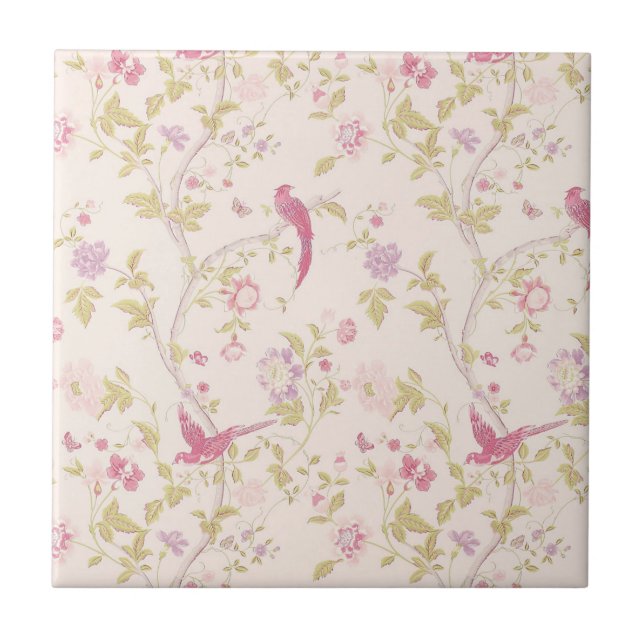 Orientalfåglar och keramiskt plattor i Grenar Kakelplatta (Framsidan)