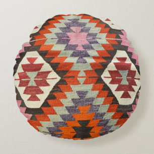 Orientalisk Antik Persisk Turkisk Kilim Matta Rund Kudde