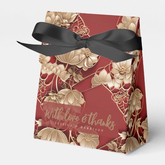 Orientalisk Art Deco-blommor | Anpassad Presentaskar (Framsidan Sidan)