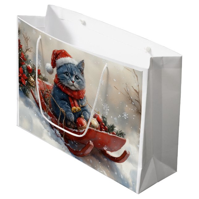 Orientalisk blå katt i släde Låt det snöa jul  (Framsidan Vinklad)