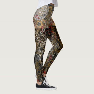 Orientalisk bladguldsilverdrake leggings