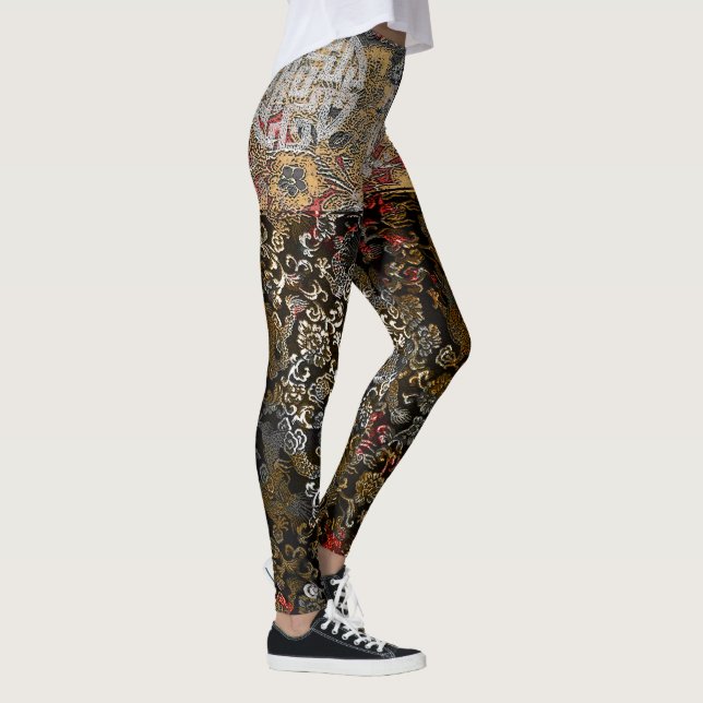 Orientalisk bladguldsilverdrake leggings (Höger)