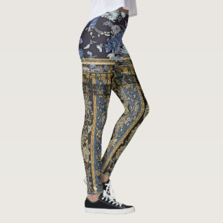 Orientalisk blom- Shortie för blått Leggings
