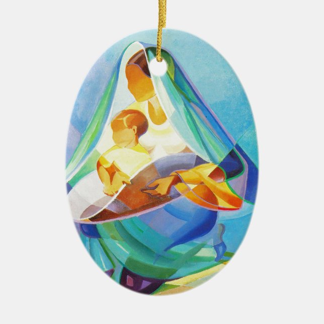 Orientalisk julkrubba, Mary, Jesus Julgransprydnad Keramik (Framsidan)