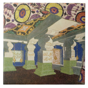 Orientalisk landskapdesign (färglitho) 2 kakelplatta
