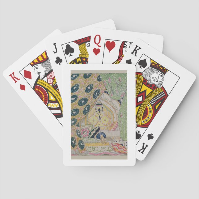 Orientalisk landskapdesign (färglithoen) casinokort (Baksidan)