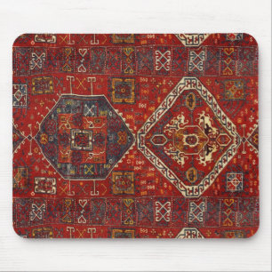 Orientalisk mattadesign i mörk - röd no5 musmatta
