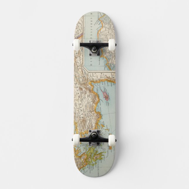 Orientalisk medelhavs- karta mini skateboard bräda 18,5 cm (Framsida)