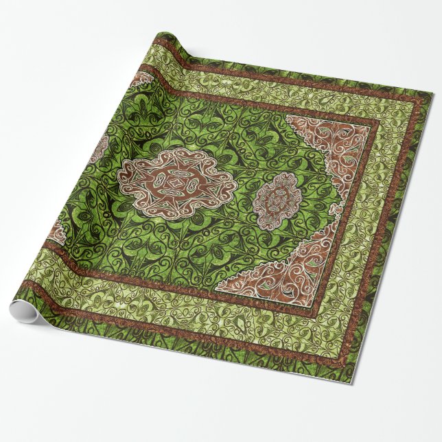 Orientalisk persergrönt presentpapper (Utrullad)